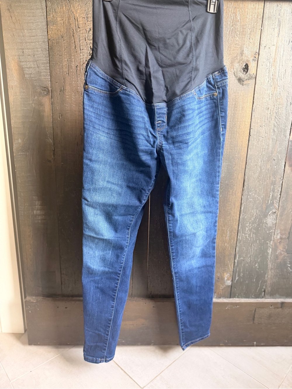 Isabel Maternity by Ingrid & Isabel Dark Blue Skinny Jeans with Black Panel